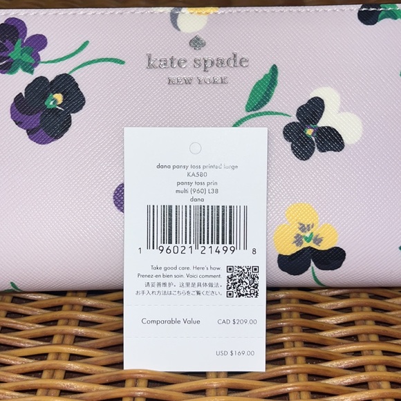 ♠️kate spade Dana Large Slim Bifold Wallet Floral Pansy - Picture 15 of 16